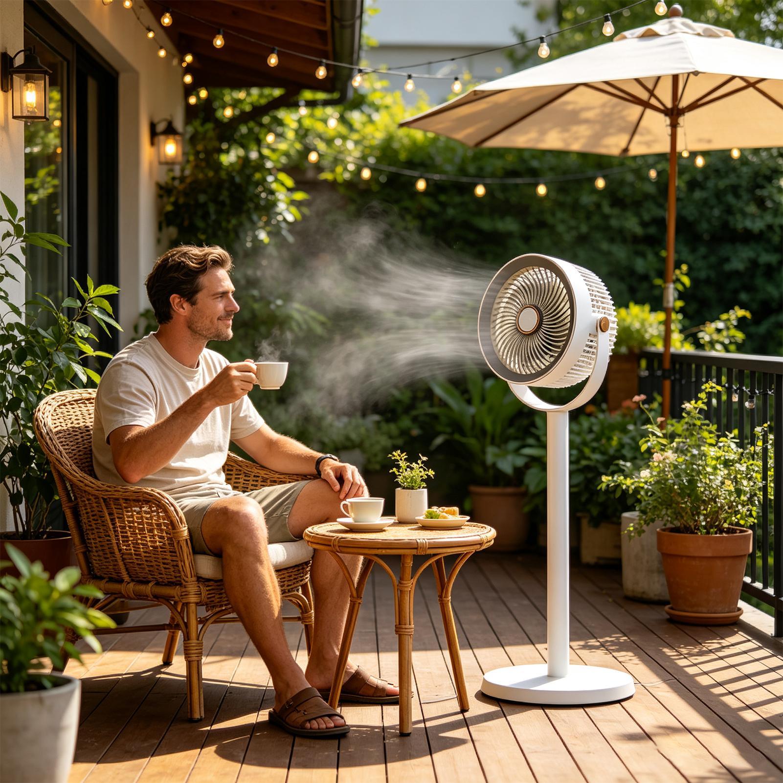 Outdoor Power Pedestal - Ventilador de Pé Recarregável com 5